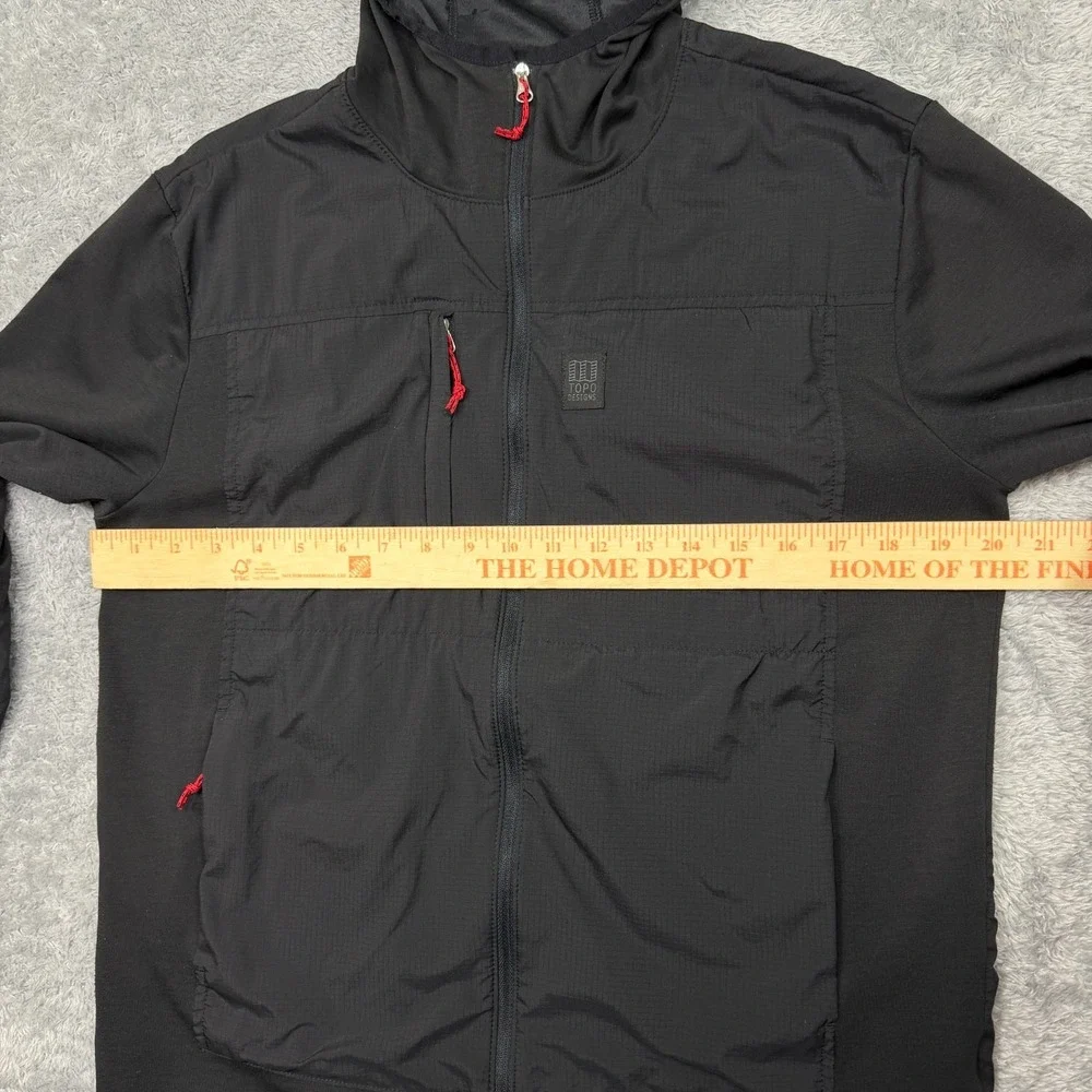 Topo Designs Jacket Mens M Medium Black Hooded Windbreaker Full Zip  Outdoor
